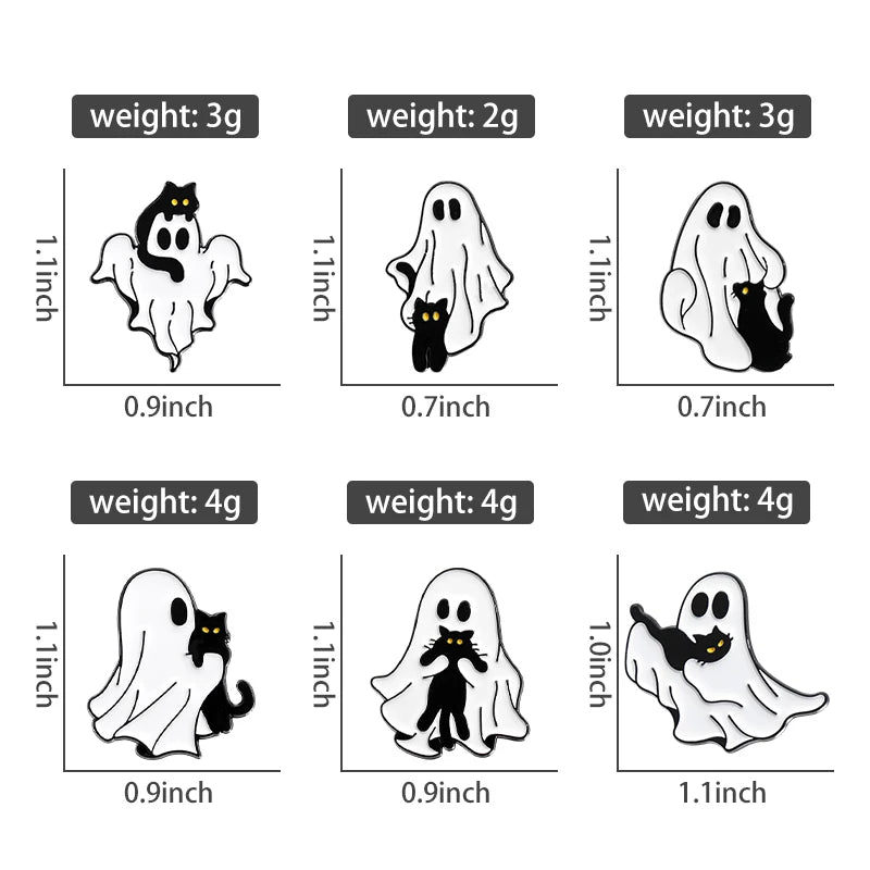 Cozy Ghost Halloween Enamel Pin Collection